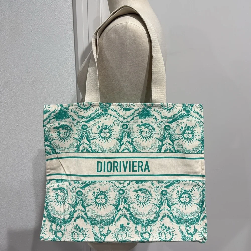 Dior Canvas Dioriviera Christian Dior Aquamarina Toile de Jouy Soleil Tote Bag